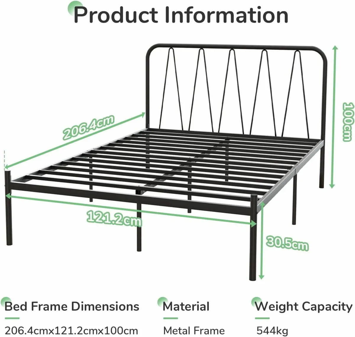 Platform Double Bed Frame Headboard 120x200cm - Image 3