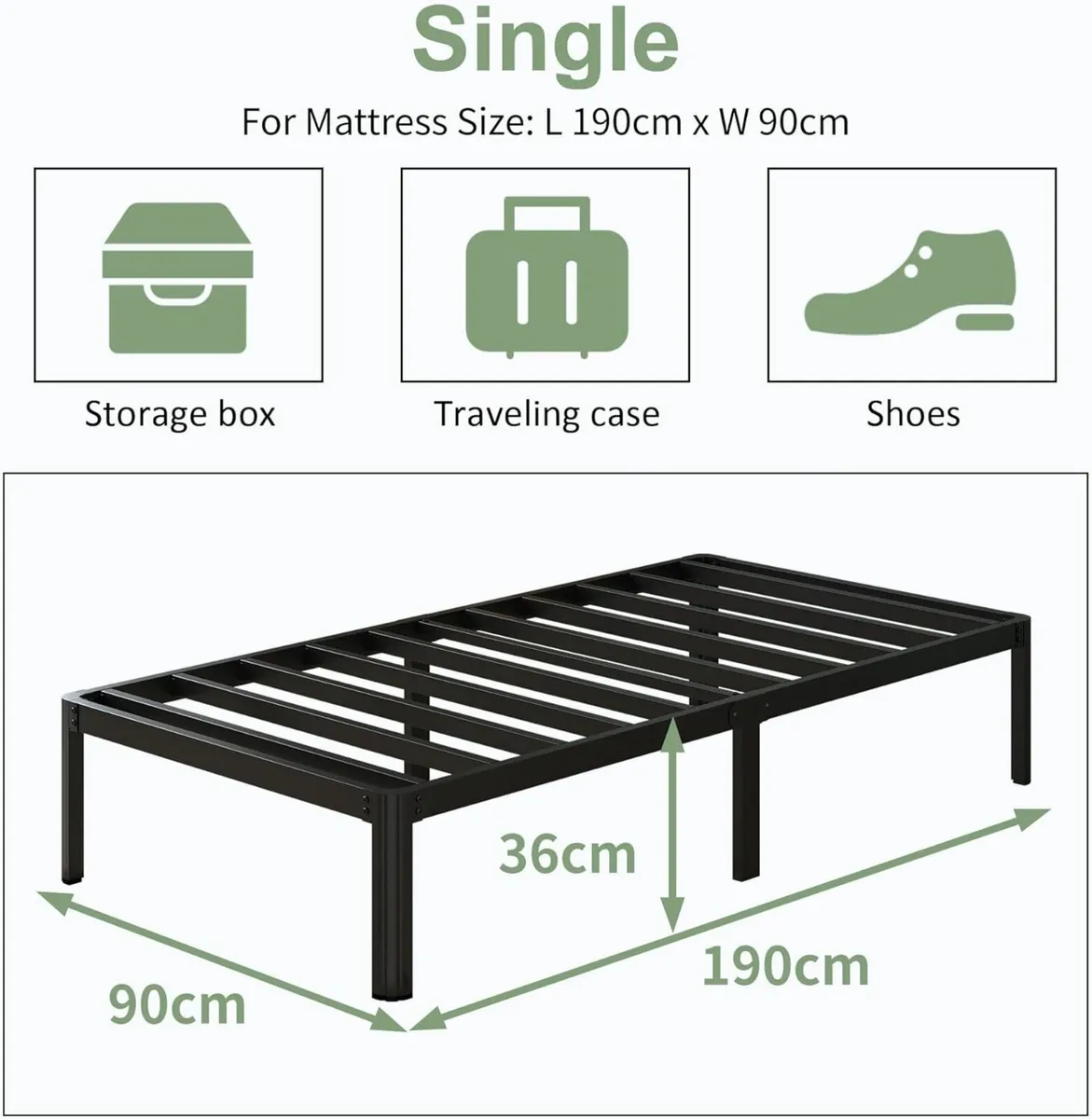 Single Bed Frame Noise Free Easy Assembly 90x190cm - Image 3