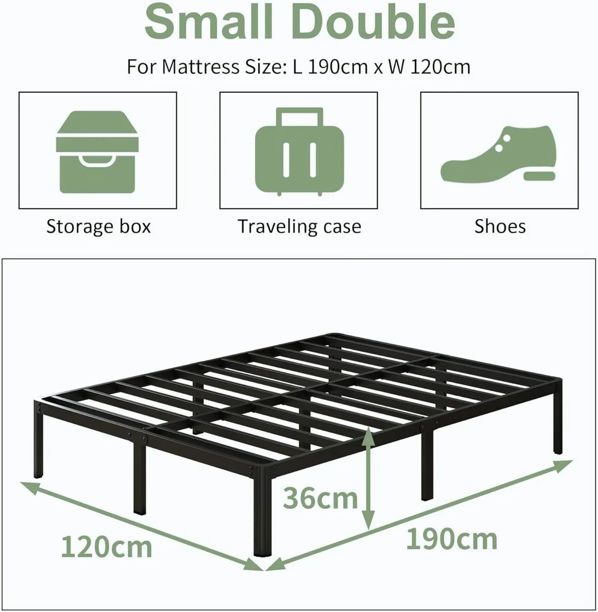 Small Double Bed Frame Heavy Duty 120×190cm - Image 3
