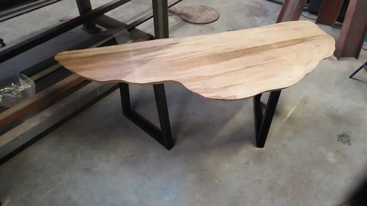 Beech Table with Steel legs - Image 1
