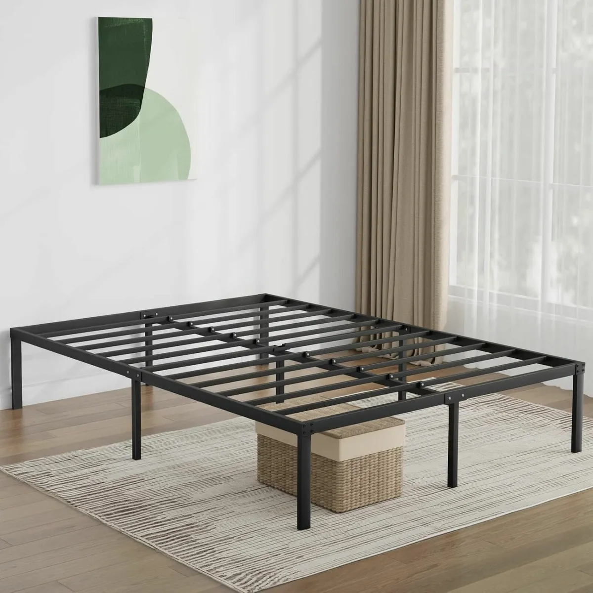Single Bed Frame, Slat Support 90x190cm, Black - Image 4