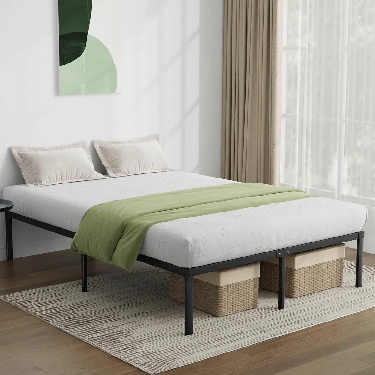 Single Bed Frame, Slat Support 90x190cm, Black - Image 1