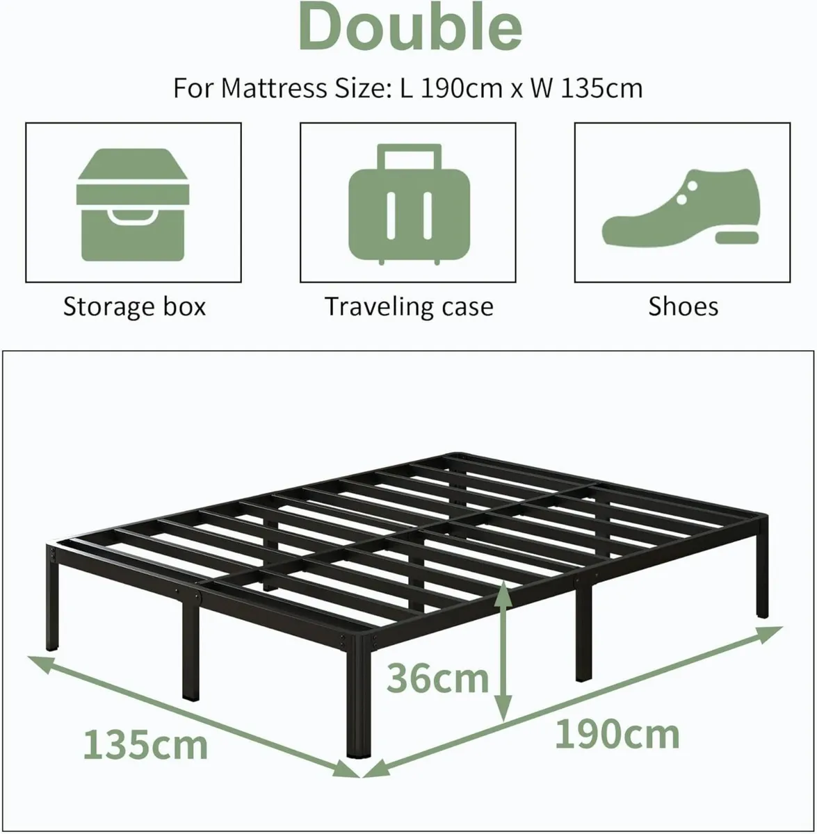 Double Bed Frame Heavy Duty Easy Assembly135x190cm - Image 2