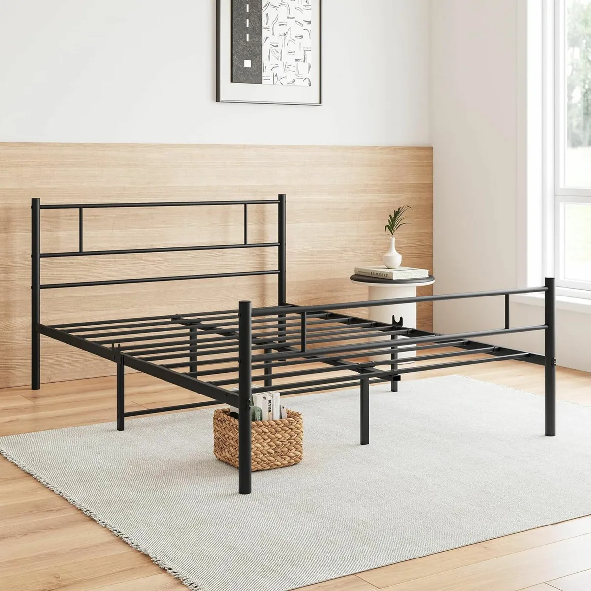(1 Left) Double Bed Frame Headboard Black135x196cm - Image 2