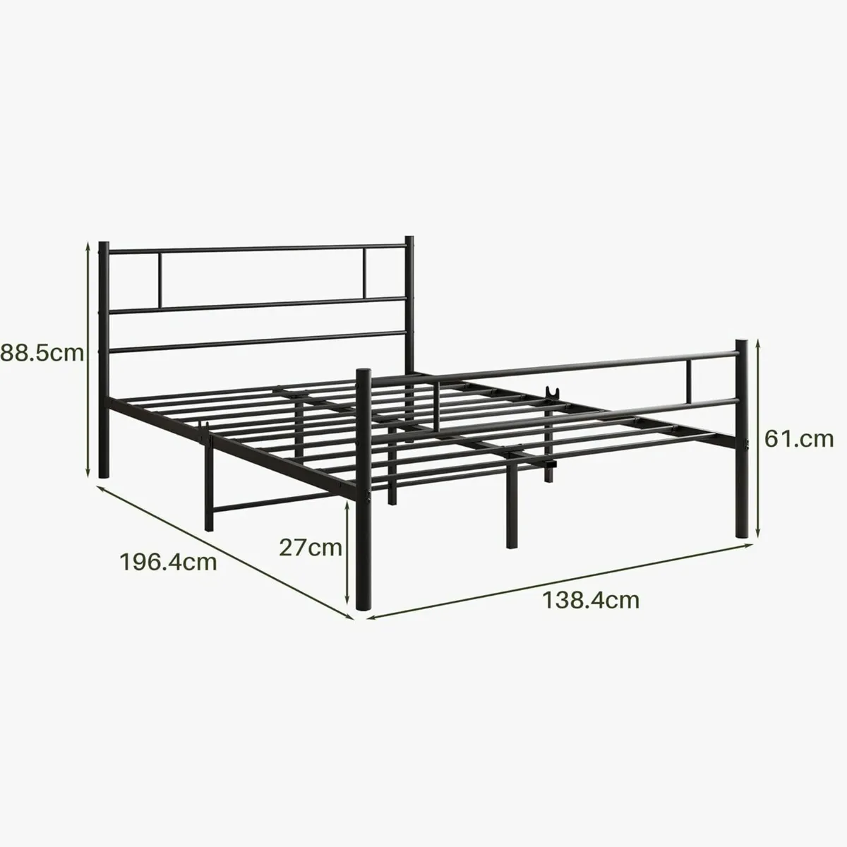 (1 Left) Double Bed Frame Headboard Black135x196cm - Image 4