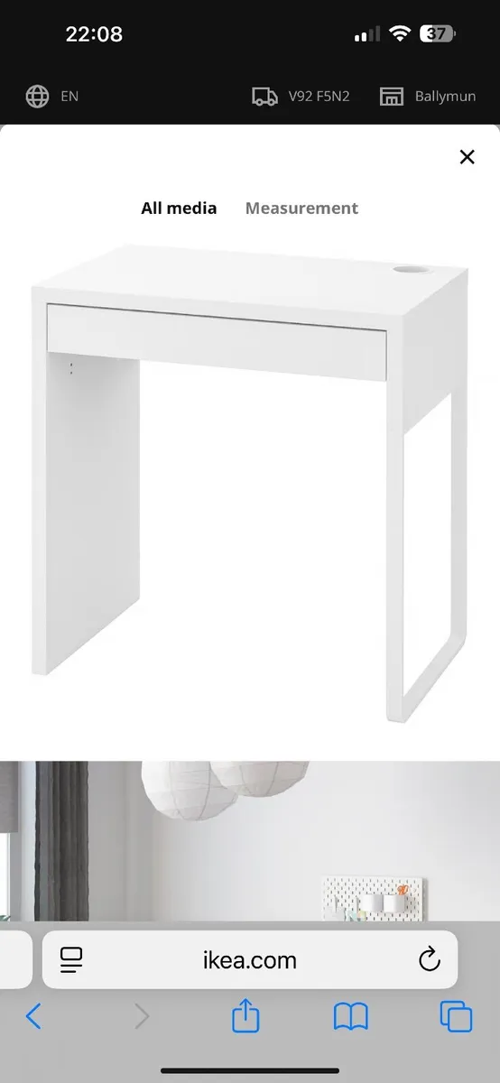 Ikea White desk with drawer - Image 1