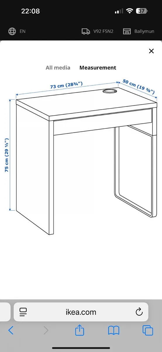 Ikea White desk with drawer - Image 2