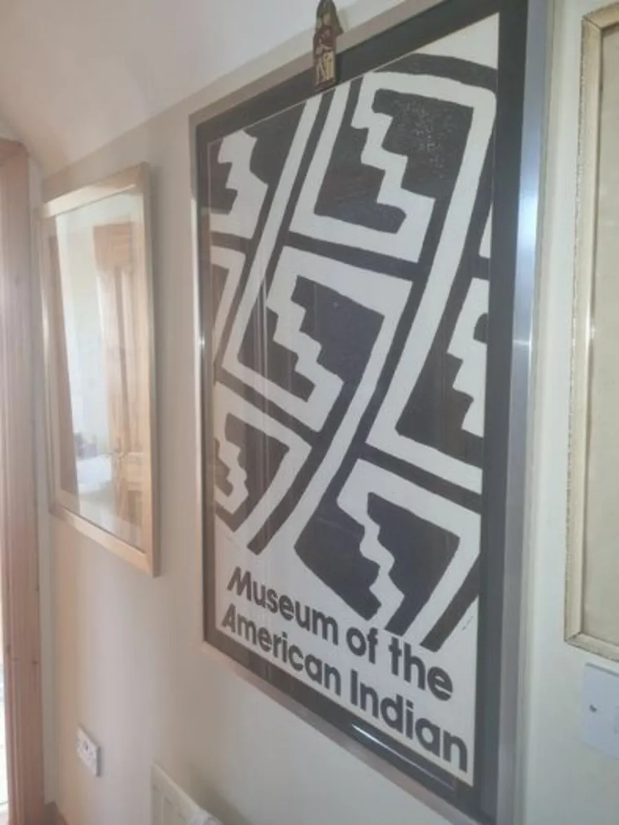Large vintage framed art poster Museum of Indian - Image 4