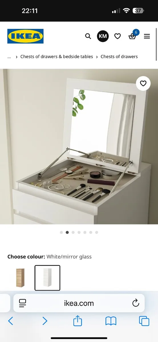 Ikea White Chest of drawers (Narrow) - Image 3