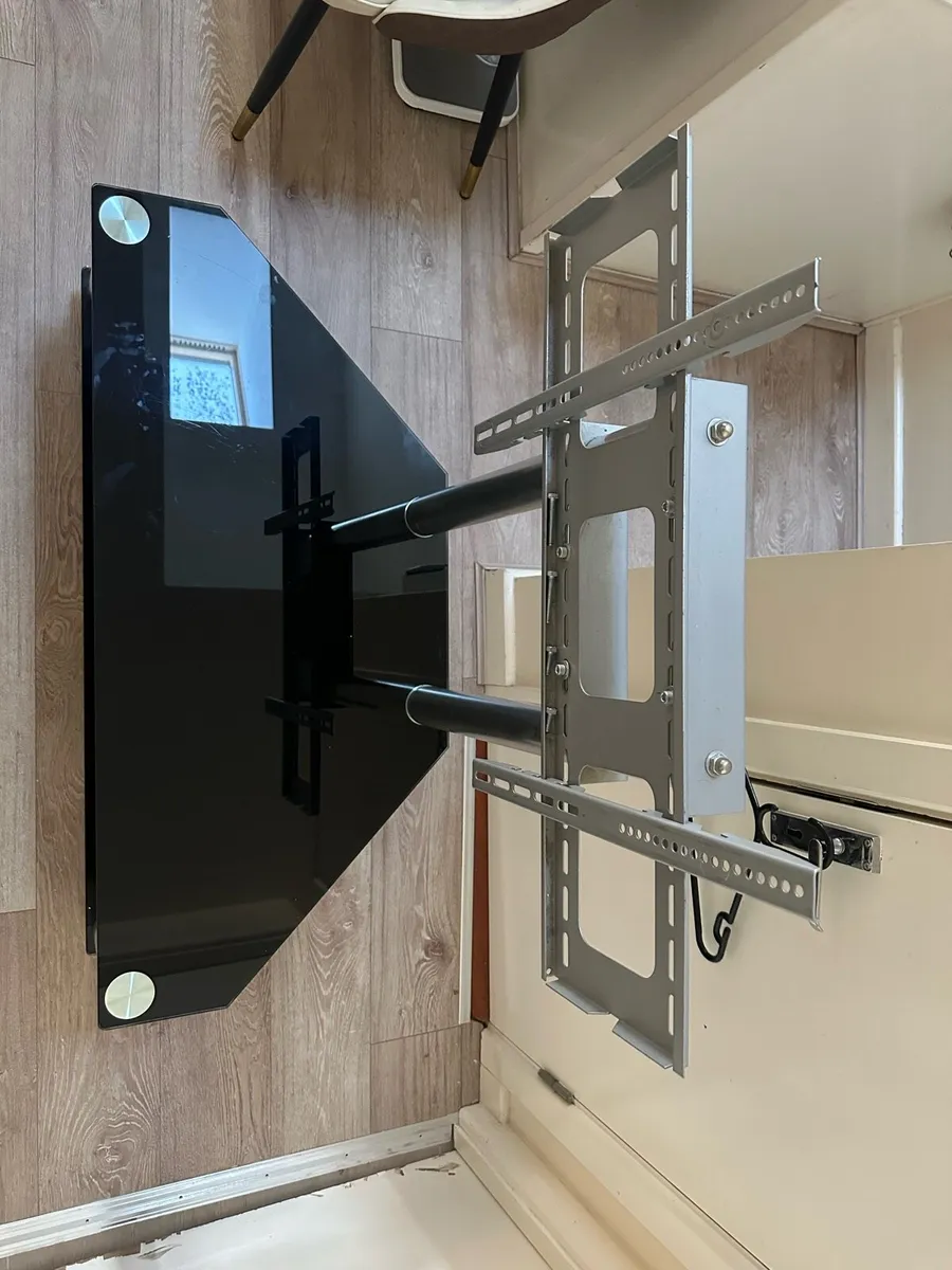 Modern Glass TV Stand with Integrated Mount - Image 2