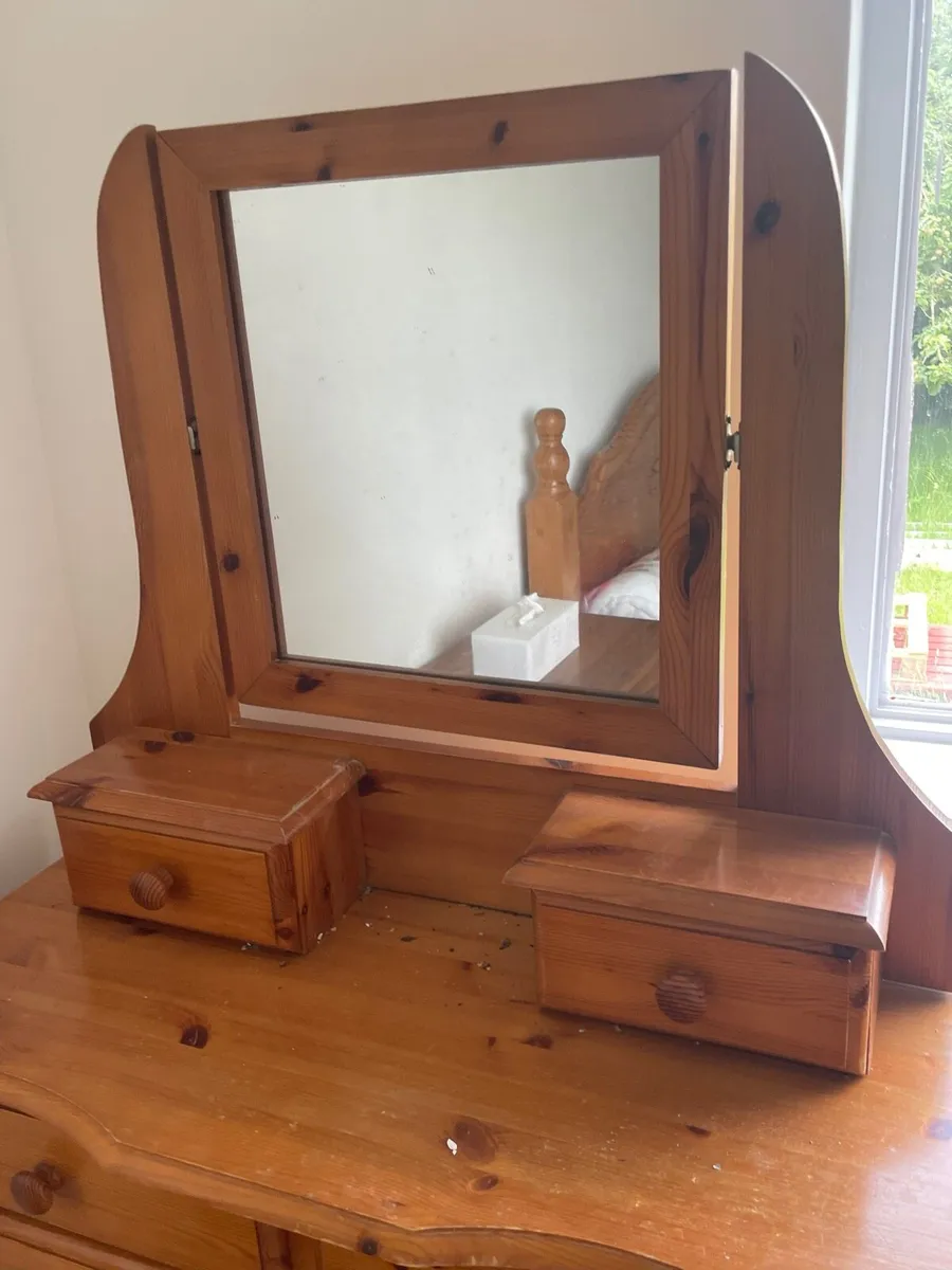 Chest of drawer + mirror pine dresser - Image 4