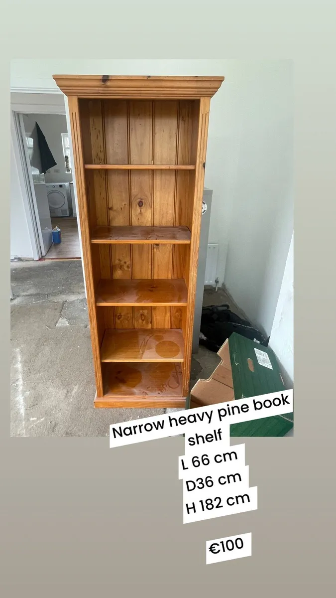 Narrow pine book shelf - Image 1