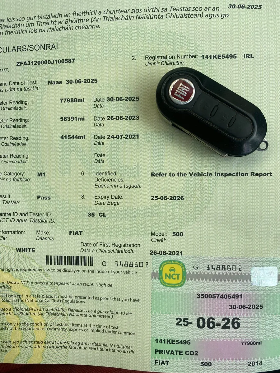 Fiat 500 2014 Passed NCT this morning. - Image 2