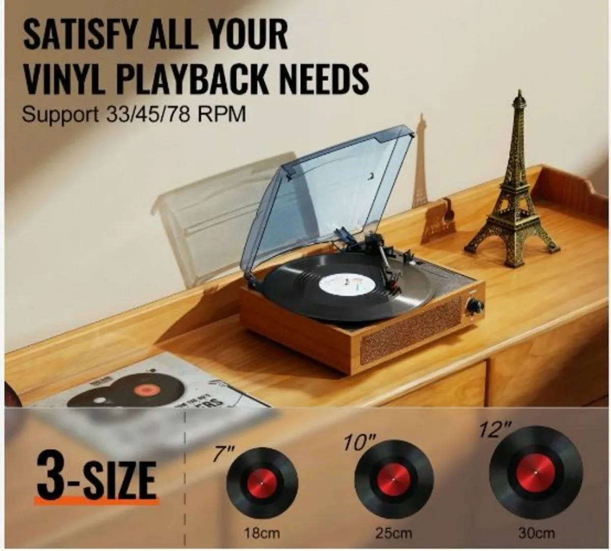 Bluetooth Vinyl Record Player 3-Speed - Image 3