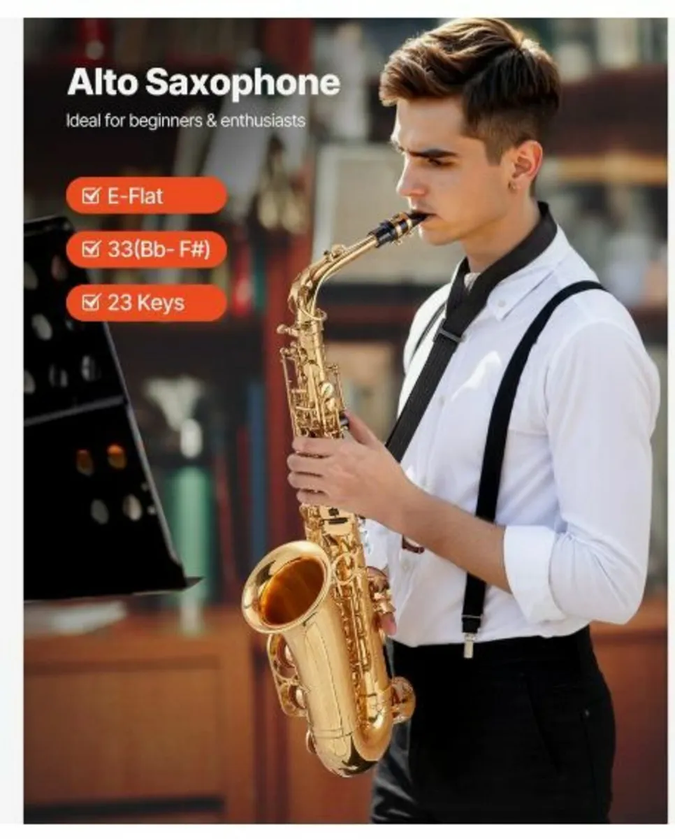 Gold Brass Alto Saxophone Eb E Flat Sax Beginner - Image 2