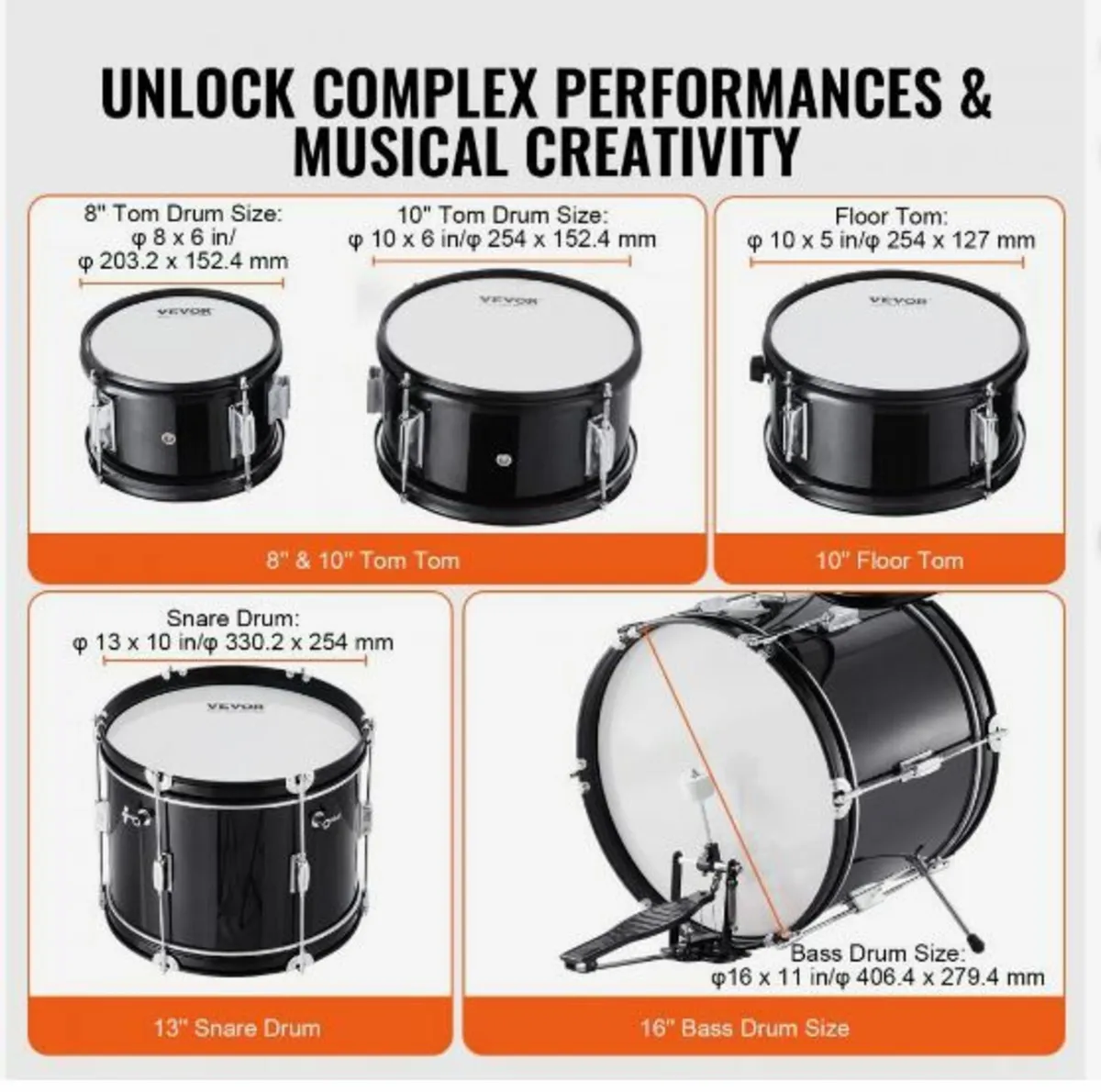 Kids Drum Set 5-Piece 16 in Beginner Children Dru - Image 2