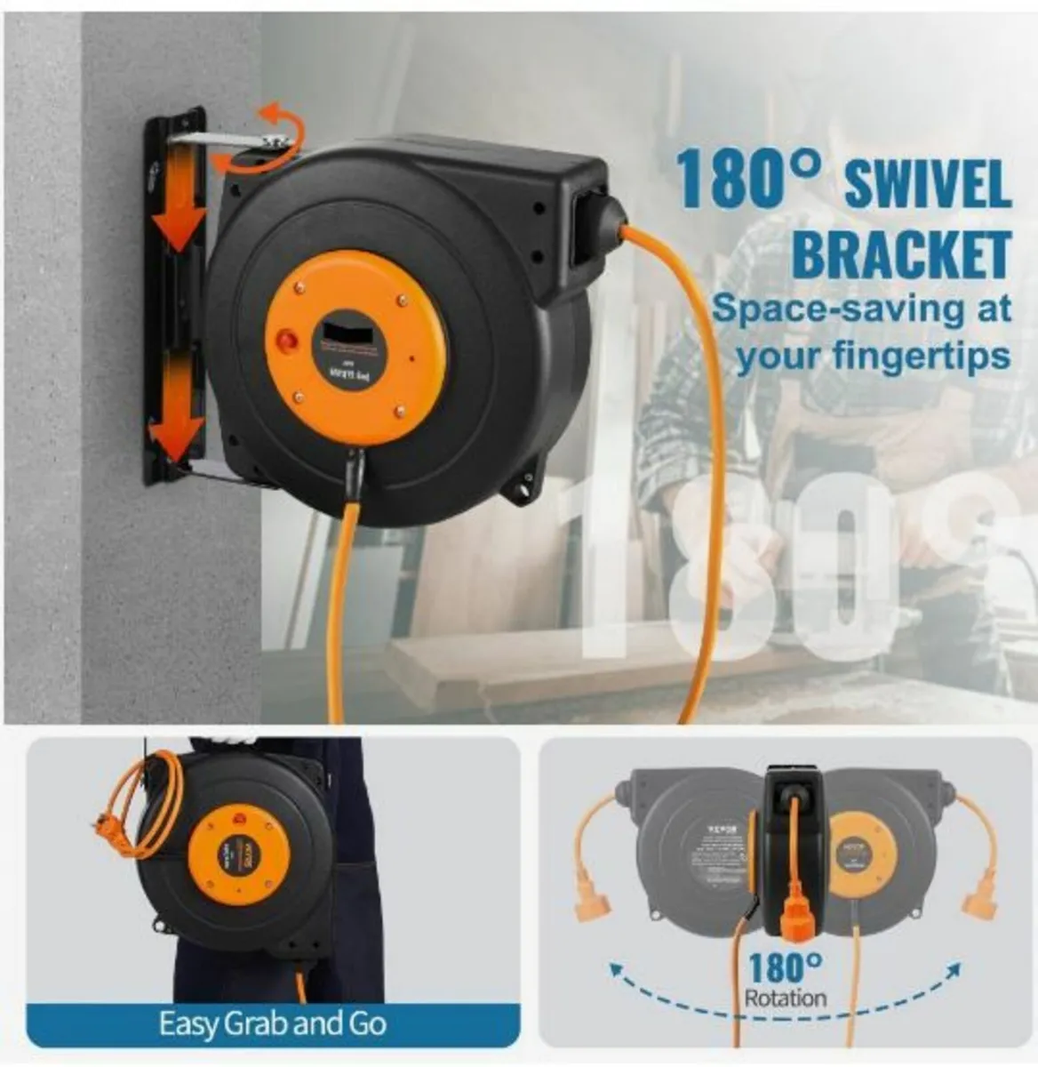 Retractable Extension Cord Reel Power Cord Reel - Image 2