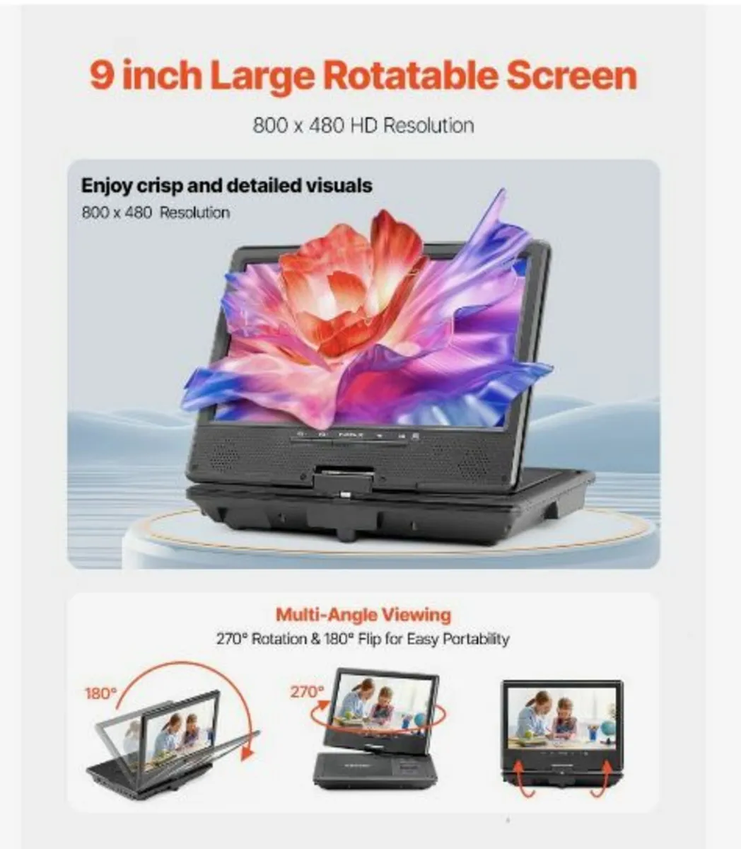 Portable DVD Player 228 mm Swivel Display - Image 2