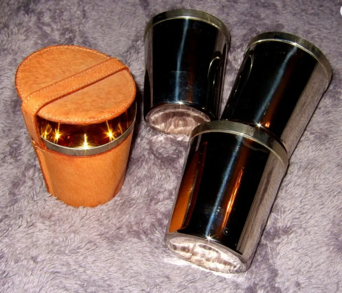 Vintage Harrods Stirrup Cups in Leather Case - Image 1