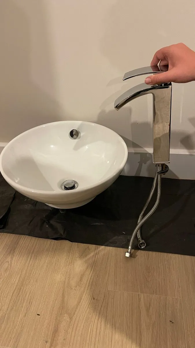 Over counter bathroom sink and tap mixer - Image 3