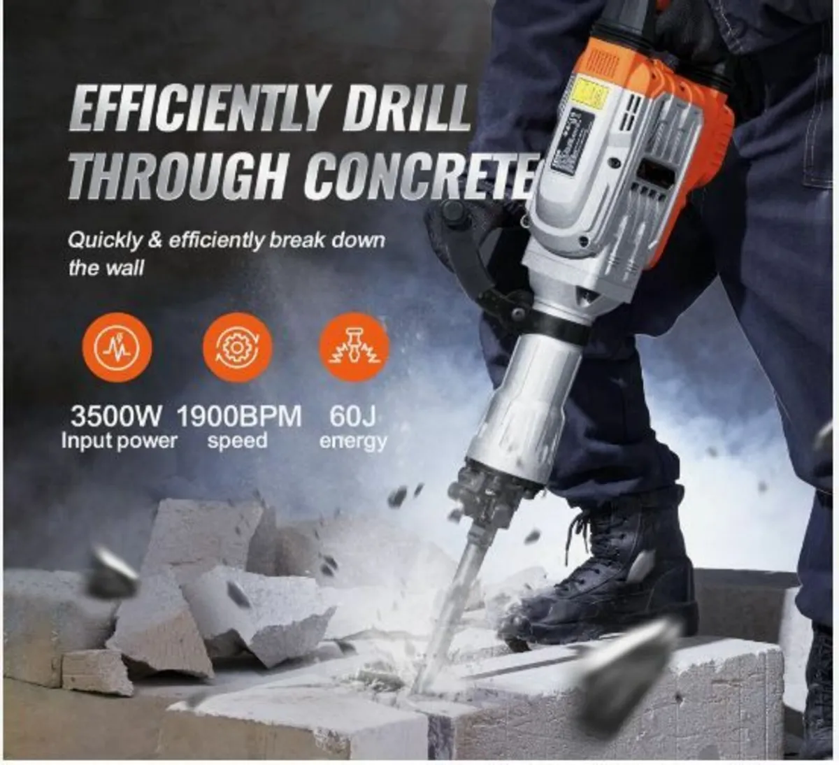 Demolition Jack Hammer Concrete Breaker 3500W - Image 4