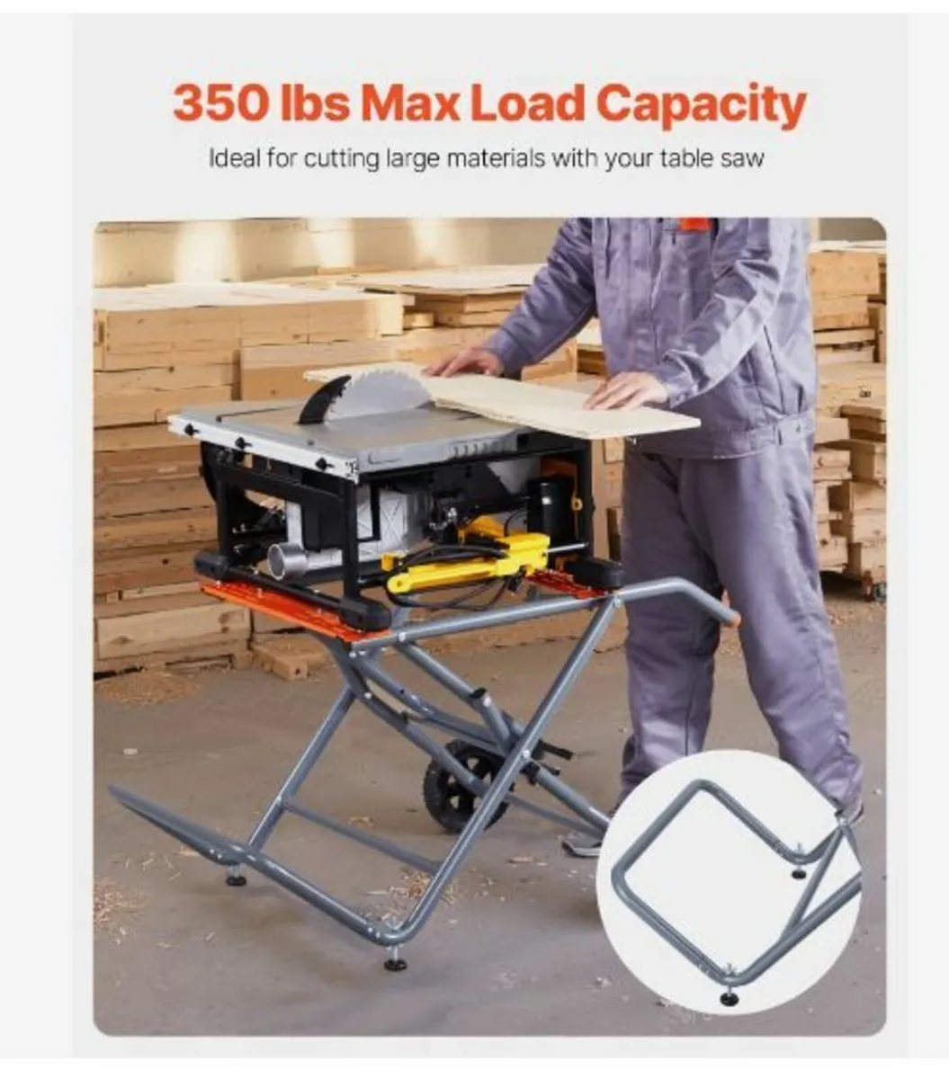 Portable Table Saw Stand with Wheels 350lbs - Image 2