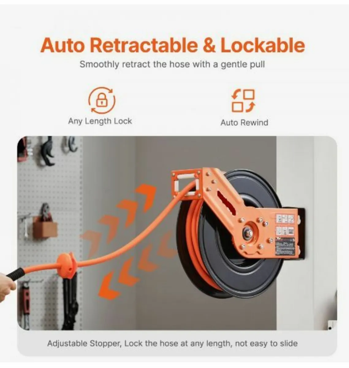 Retractable Air Hose Reel 3/8 IN x 50FT - Image 2