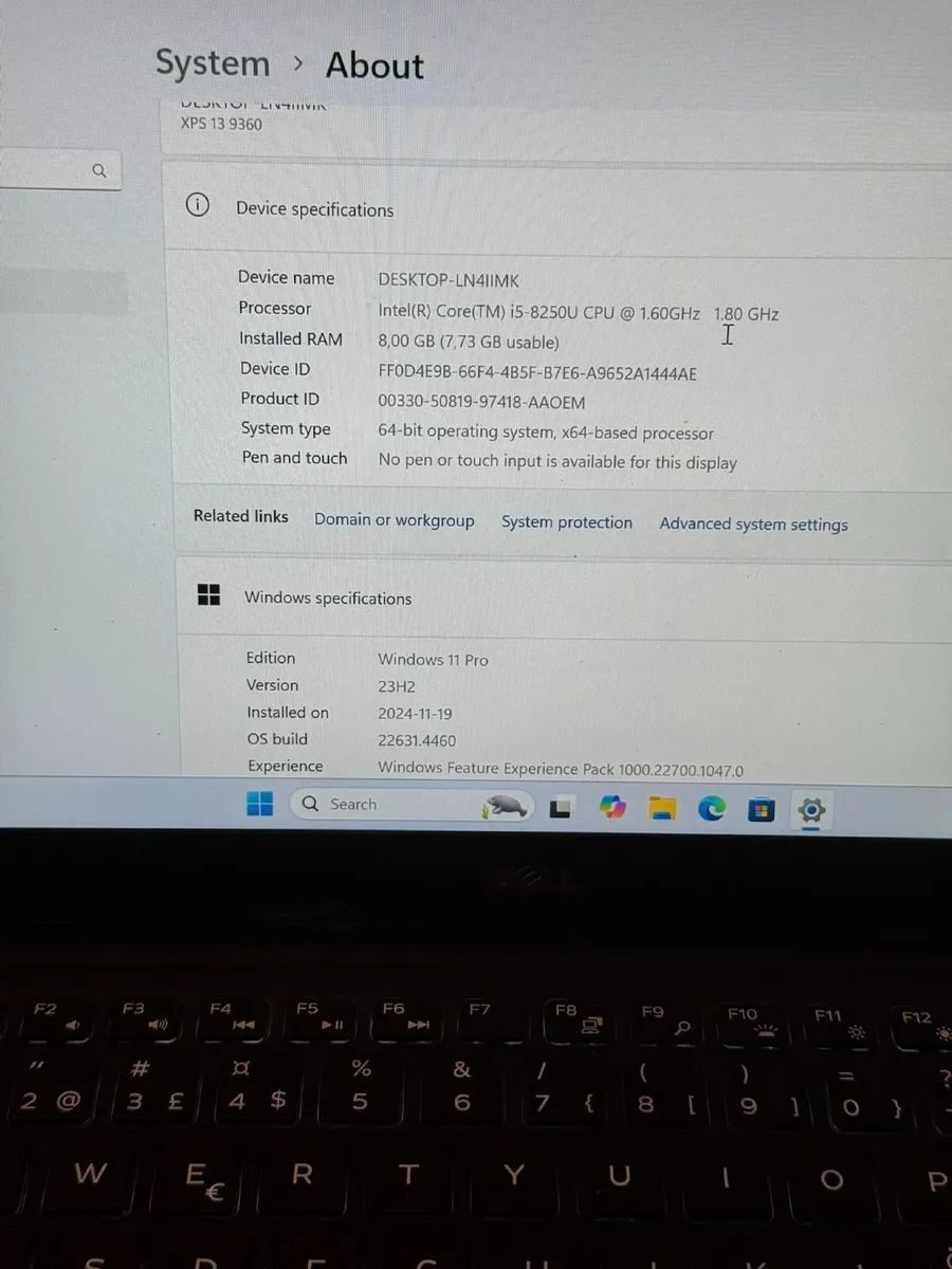 Dell XPS 13 9360 Laptop i5/8GB/256SSD/QHD - Image 3