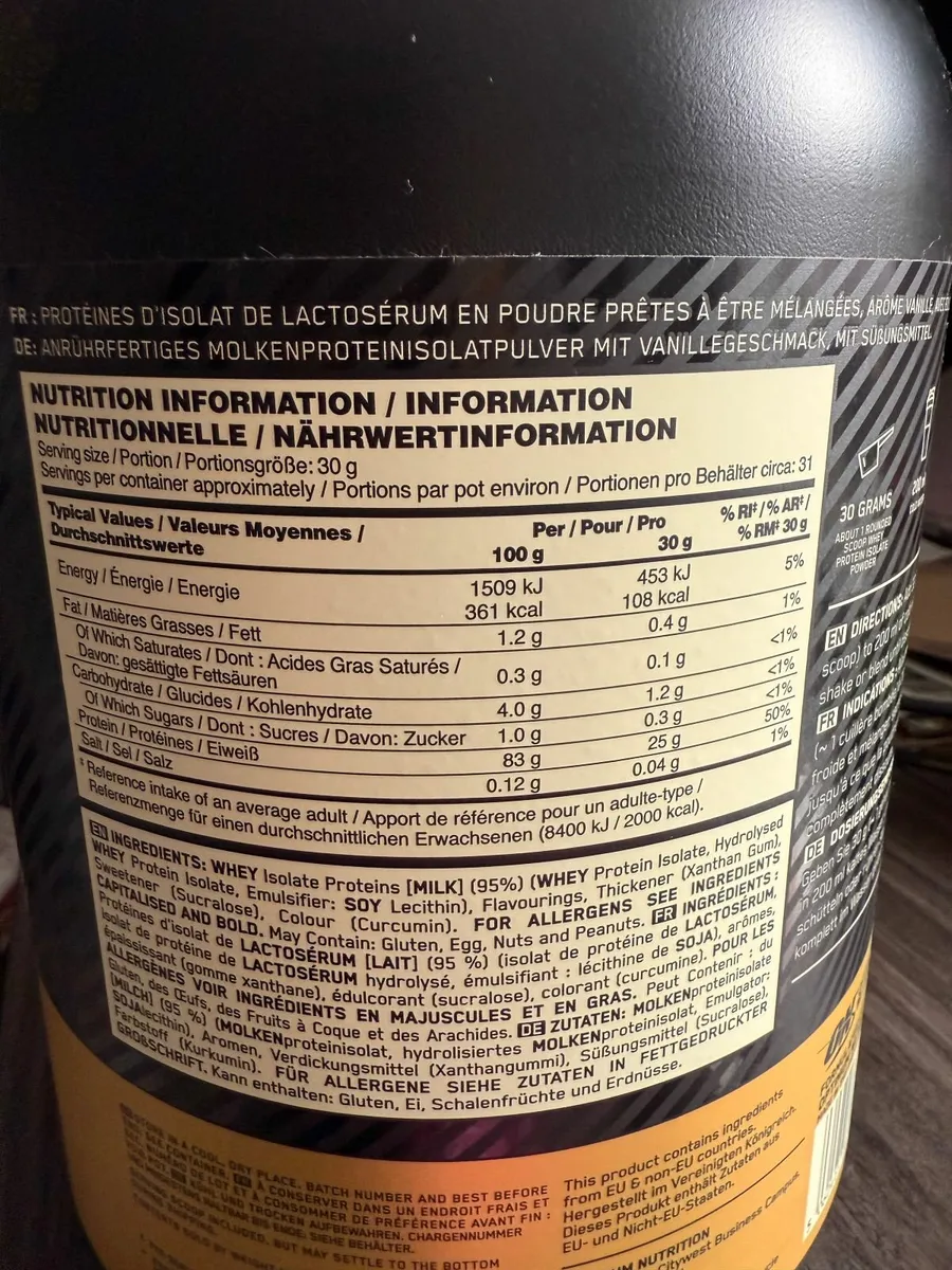 Optimum Nutrition Isolate Protein Powder - Image 3