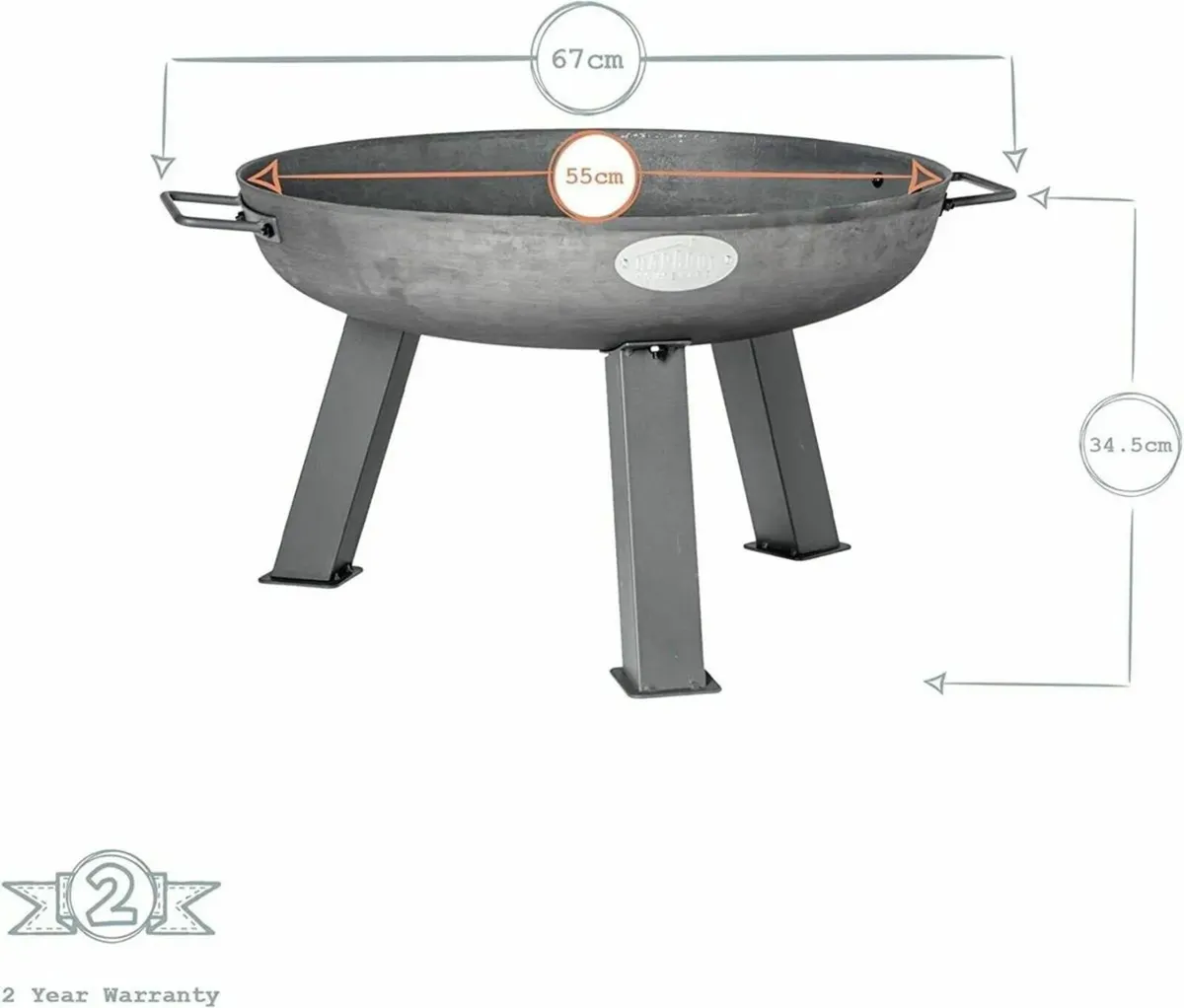 Raw Iron Patio/Garden Fire Pit Burner with Handles - Image 3