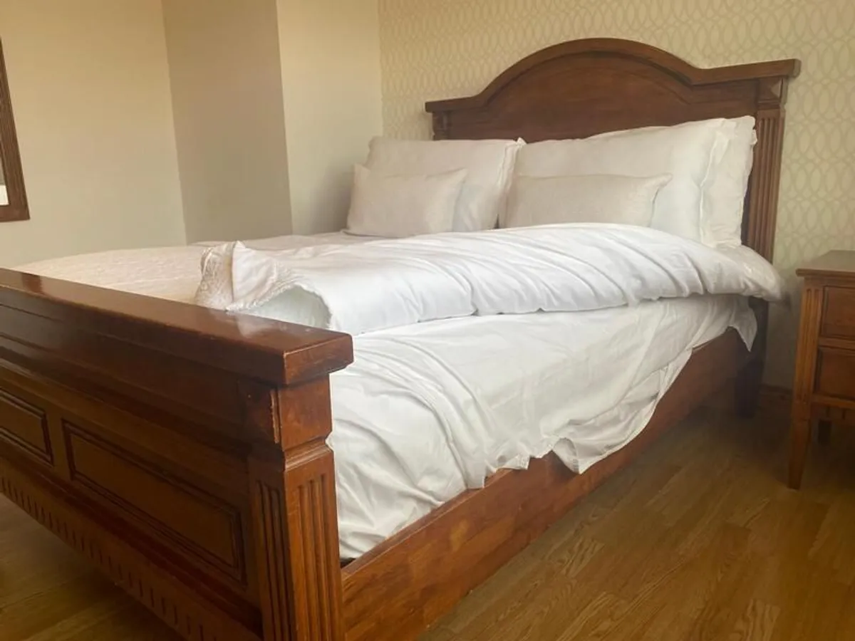 Solid Wood Double Bedframe and Headboard - Image 2
