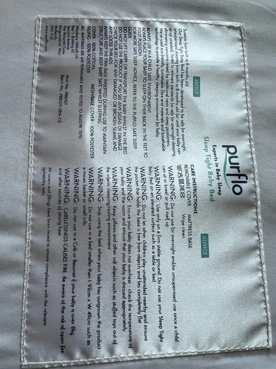 Purflo sleep tight baby bed - Image 2