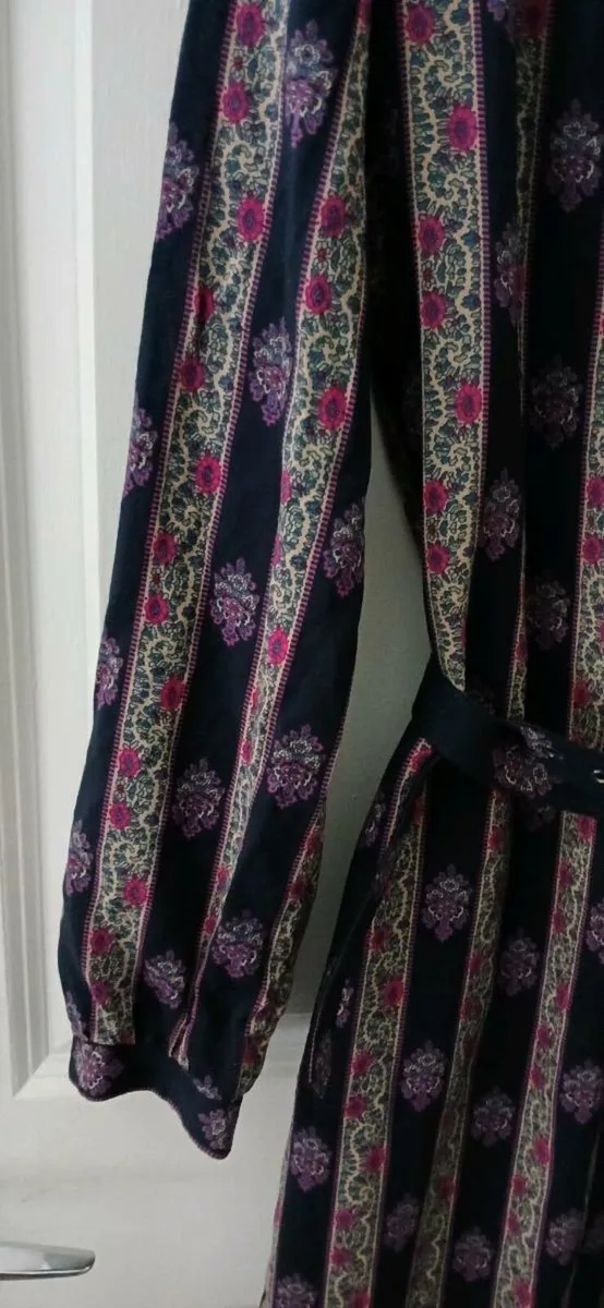 Vintage Navy Wool Striped Dress - Image 3