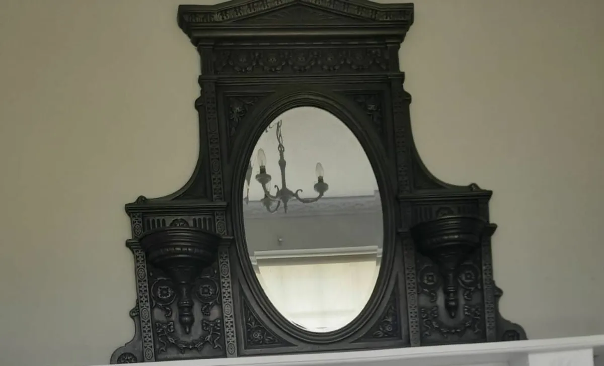 Victorian cast iron Overmantel Mirror - Image 2
