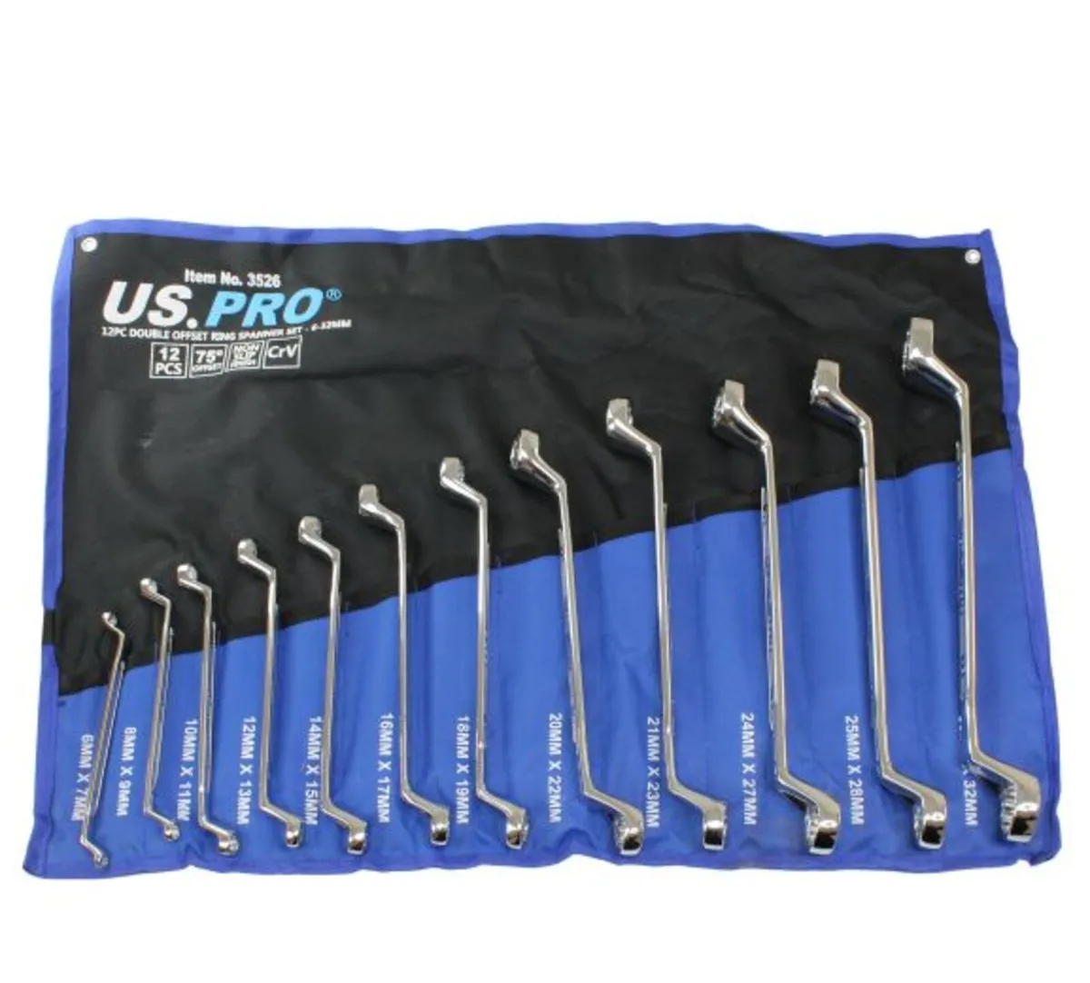 12PCS DOUBLE OFFSET RING SPANNER WRENCH SET - Image 1