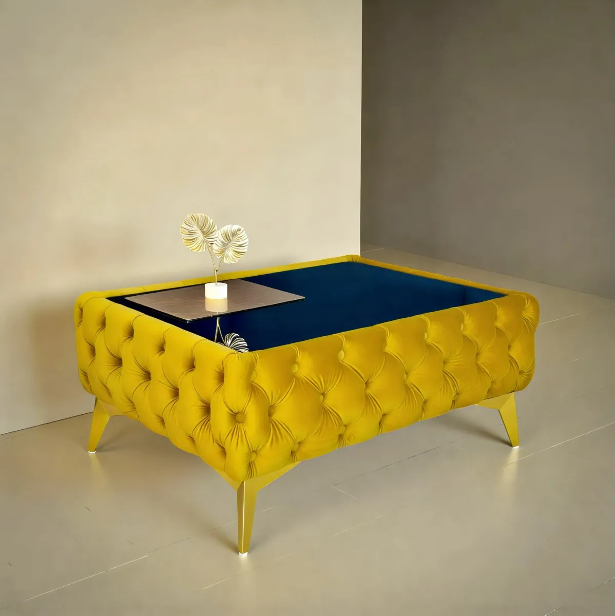 Classic Chesterfield Coffee Table Velvet Rectangle - Image 2