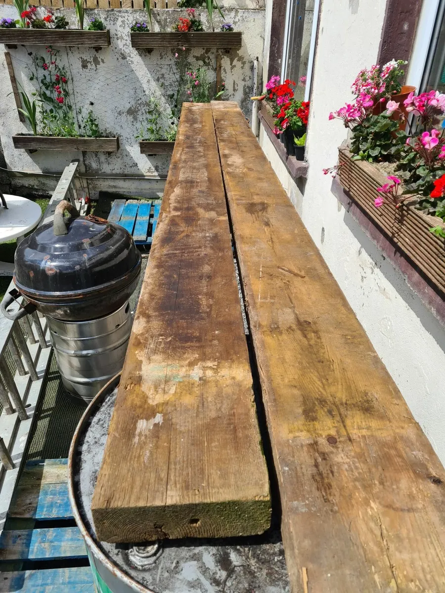 4 x Reclaimed Red deal purlins - Image 1