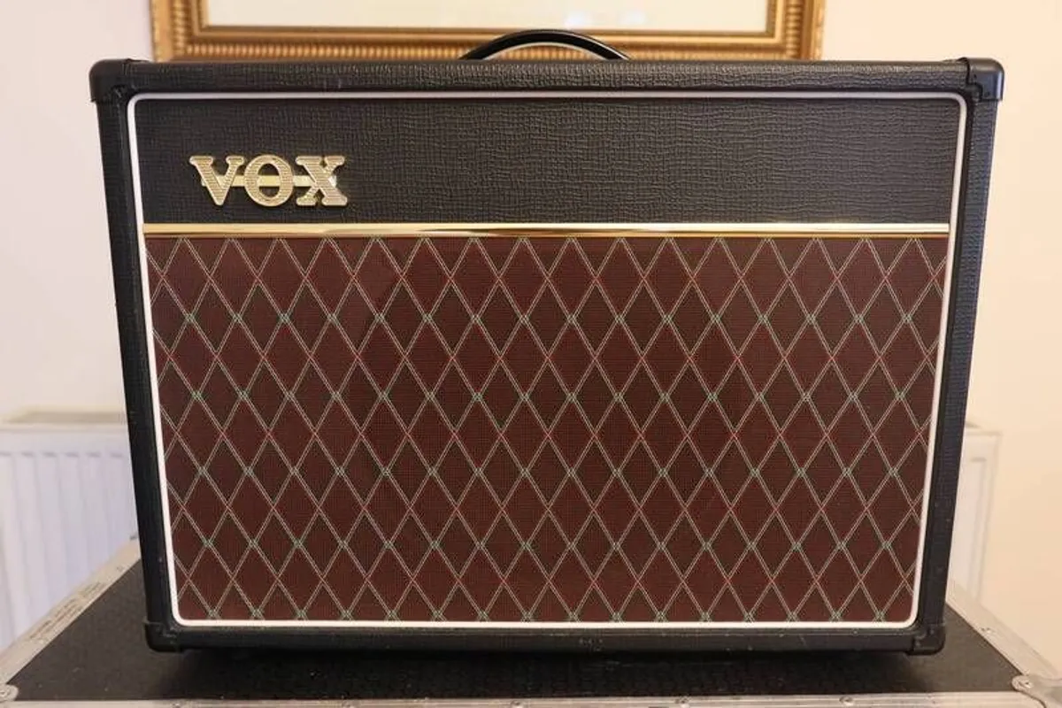 Vox AC15 with blue bulldog and flight case - Image 1
