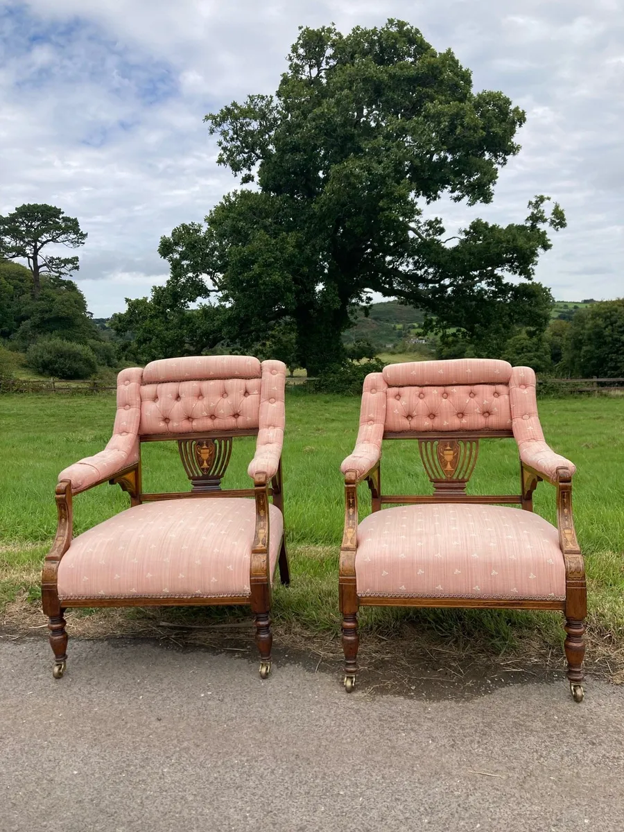 Pair of Edwardian armchairs - Image 1