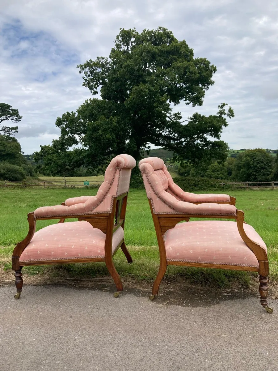 Pair of Edwardian armchairs - Image 2