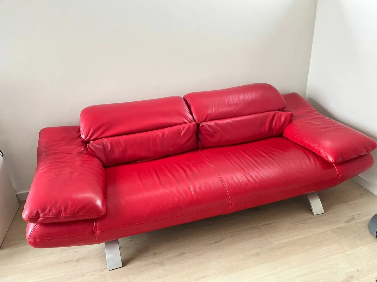 Red leather sofa