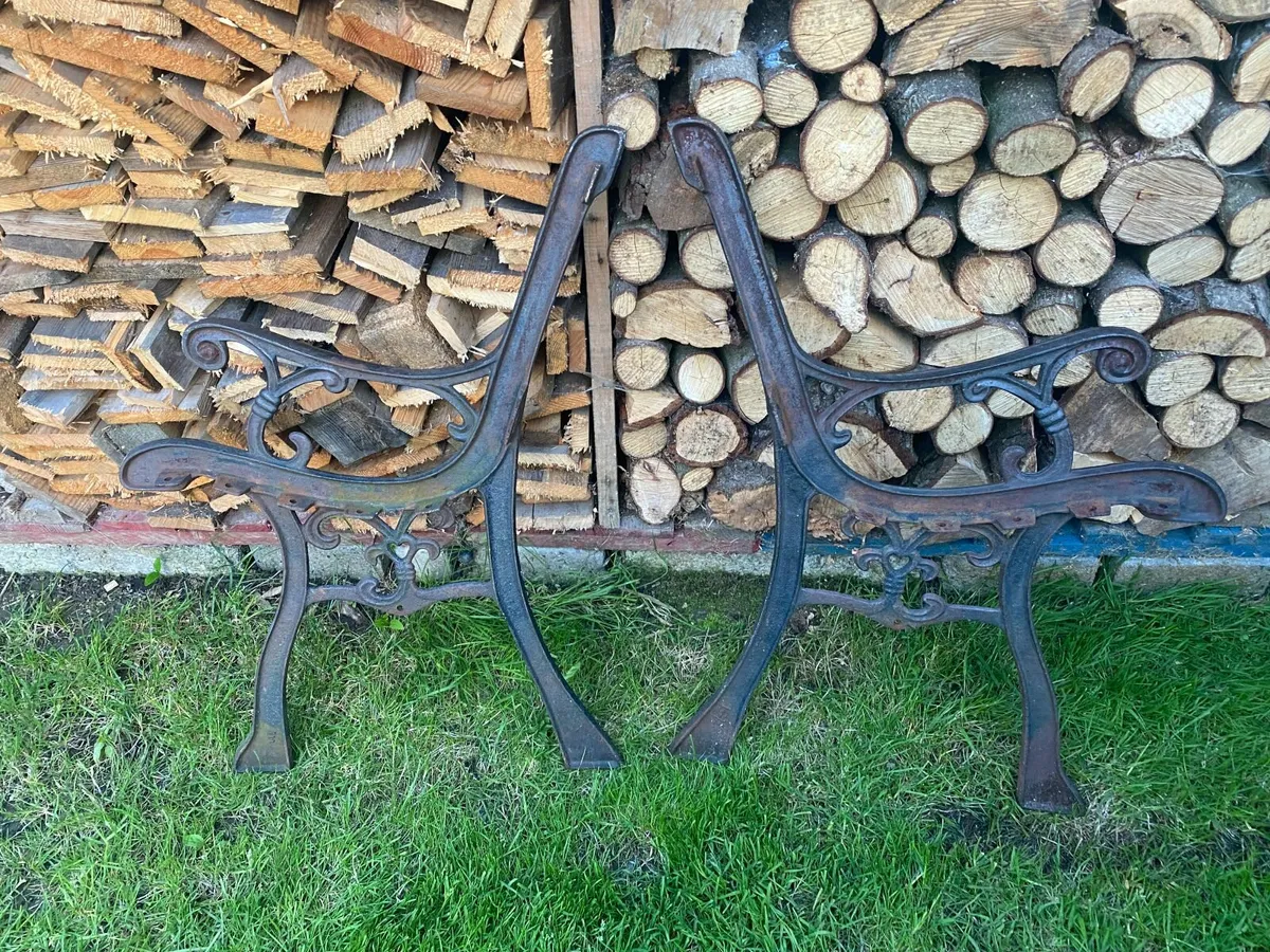 Pair of Vintage Cast Iron Bench Ends - Image 1