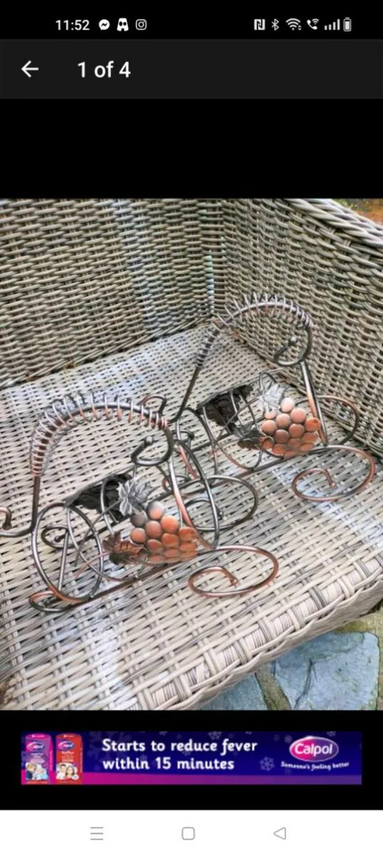 2 Matching steel wine holders with Grape design - Image 4