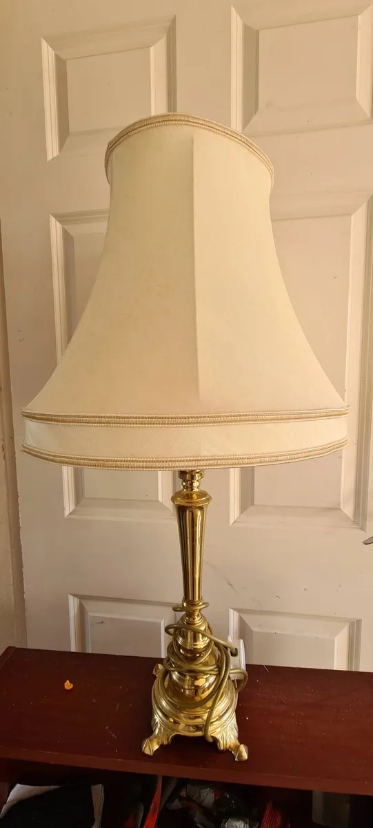 Solid Brass table lamp and shade.