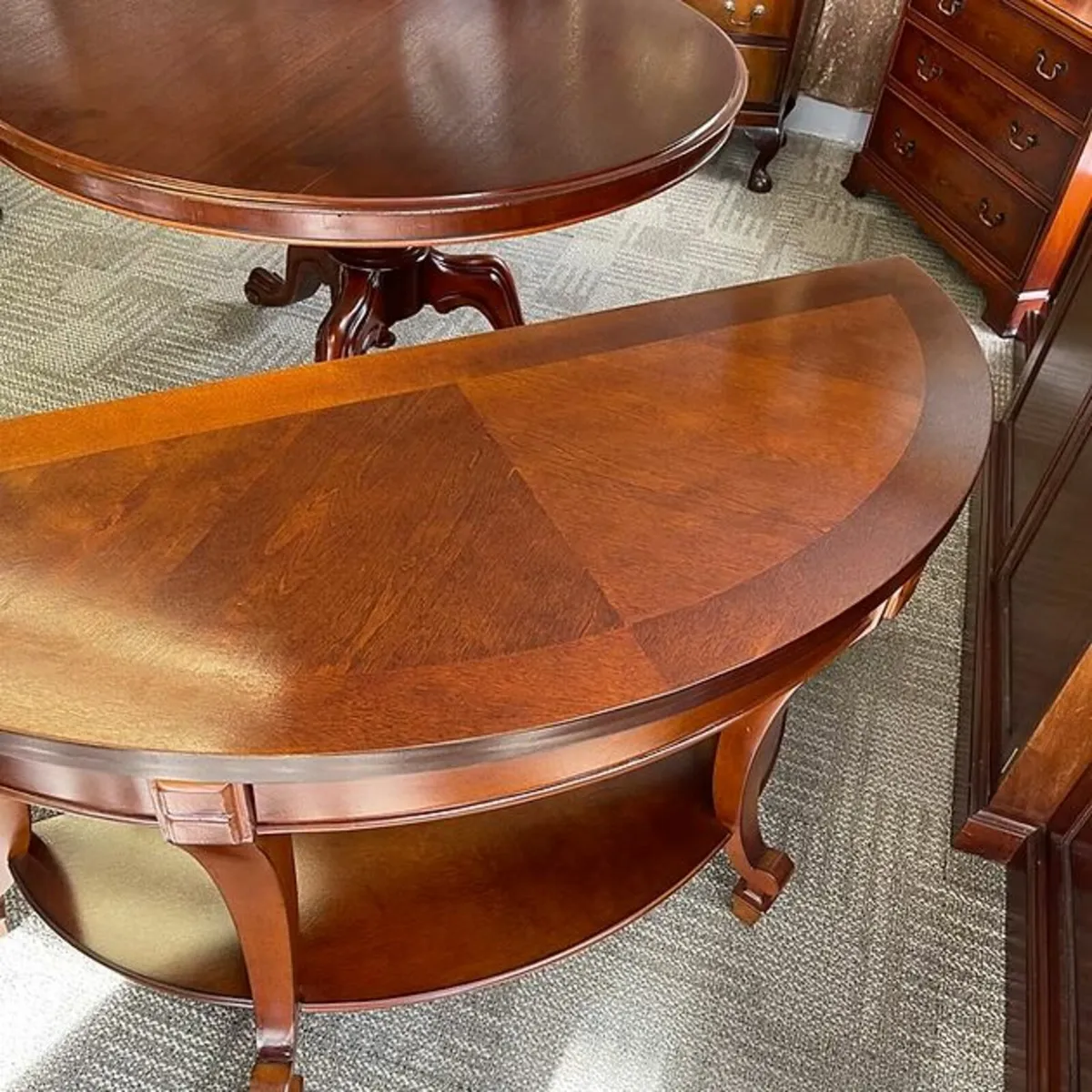 Beautiful rosewood demi lune two-tier console tabl - Image 3