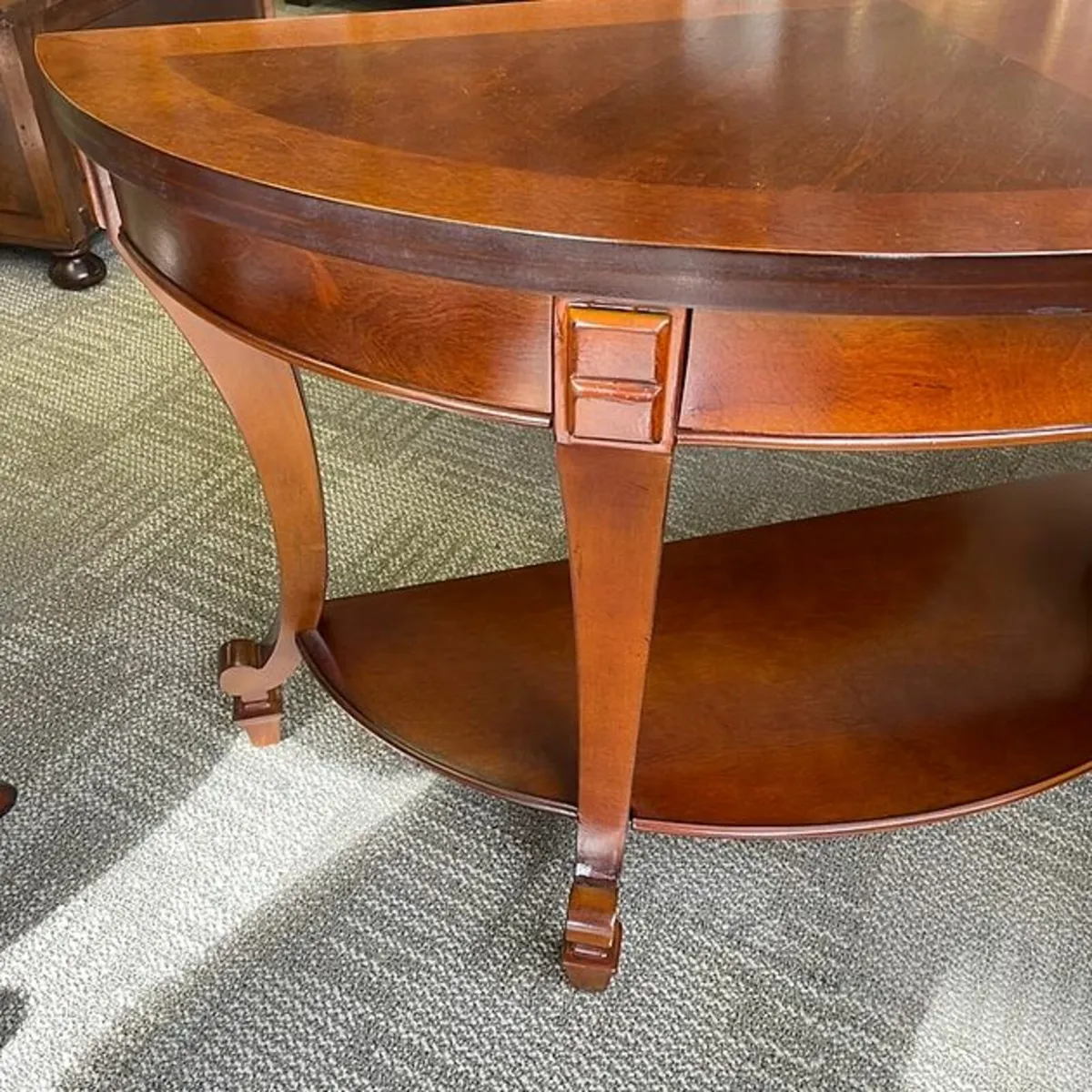 Beautiful rosewood demi lune two-tier console tabl - Image 4