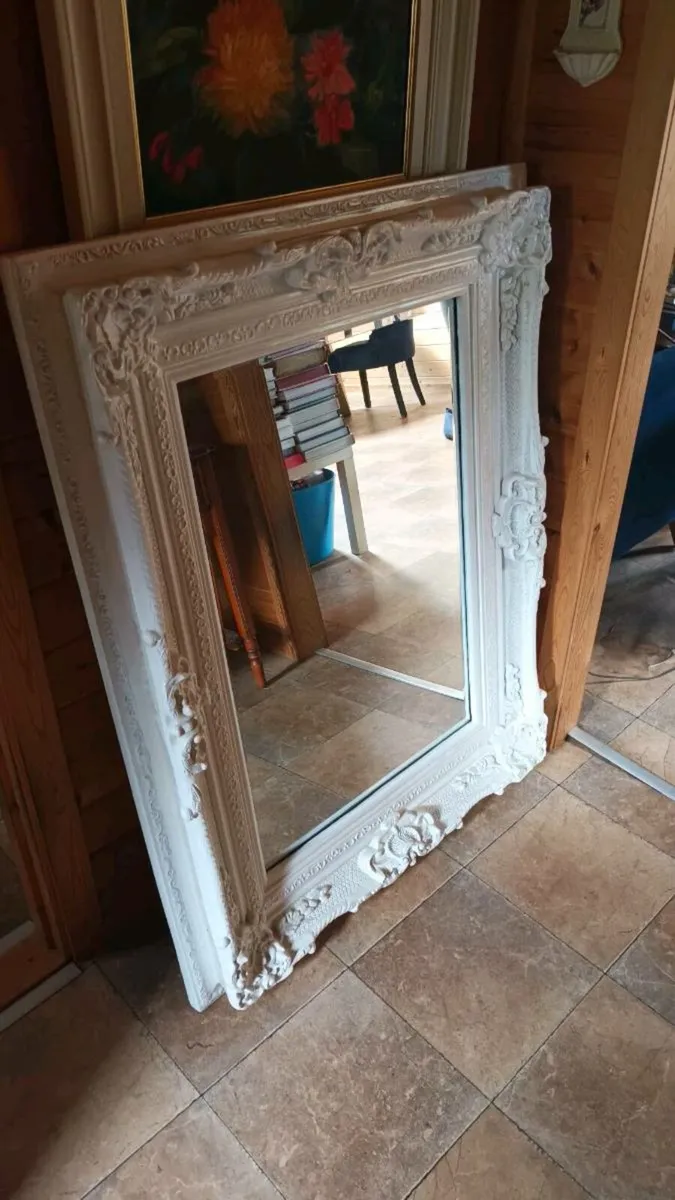 V large white ornate mirror 4.2ft high, D18 - Image 2