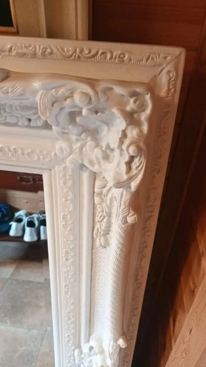 V large white ornate mirror 4.2ft high, D18 - Image 3