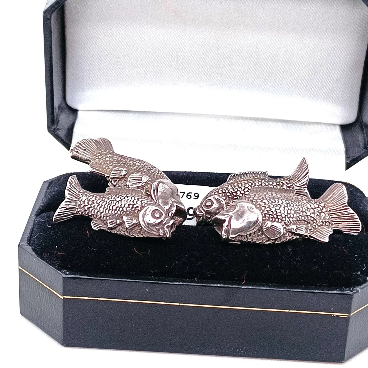 Silver Carp Fish cufflinks - Image 1