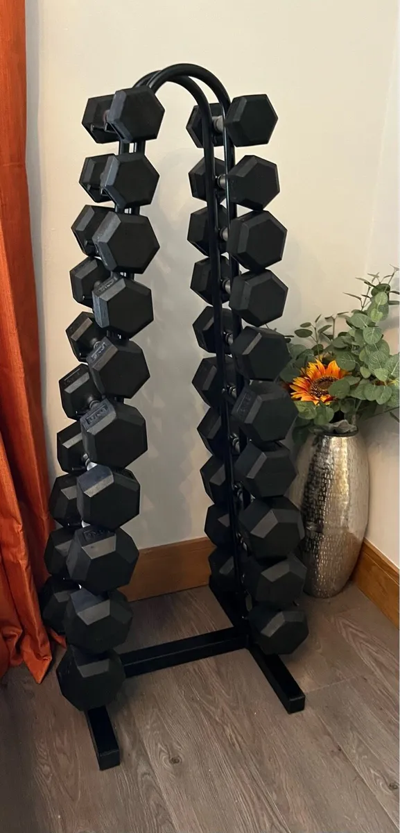 1,2,3,4,5,6,7,8,9,10kg hex dumbbells set - Image 1